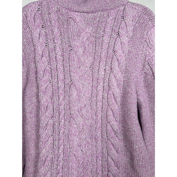 LL BEAN Signature Fisherman Cable Knit Sweater Xl Cowl Neck Tunic Coastal Cotton - Picture 14 of 14